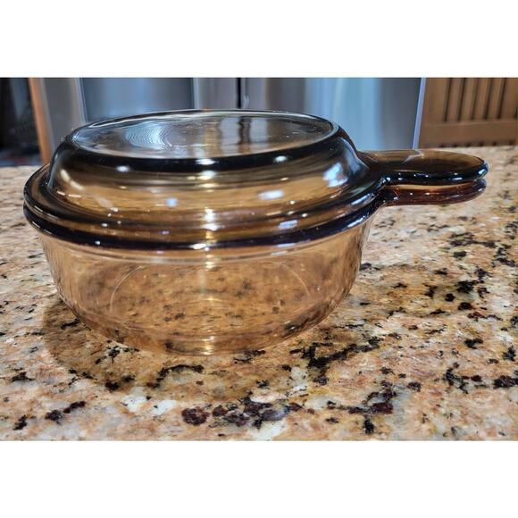 Vision Corning Amber Grab It Bowl V-150-B With Lid - Picture 11 of 13